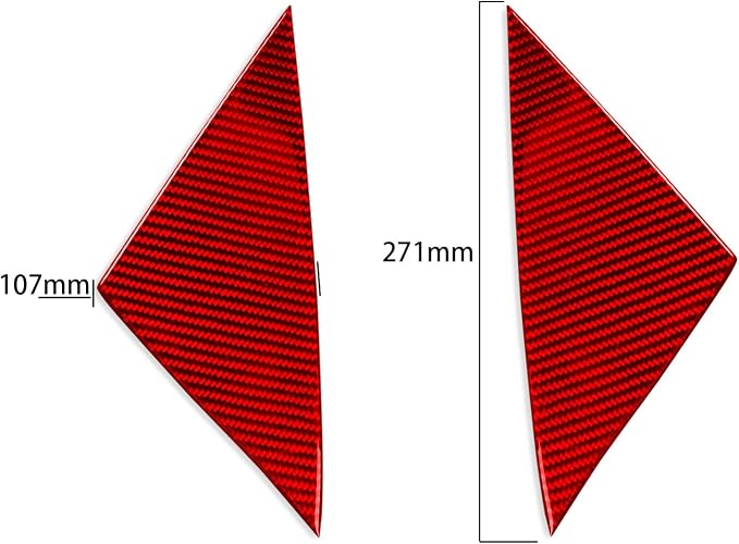 Red Real Carbon Fiber Trim for Tesla Accessories | for Model 3 2017-2022 / Model Y 2020-2024 Door Window A Pillar Triangle Sticker Interior Thick Overlay Decal