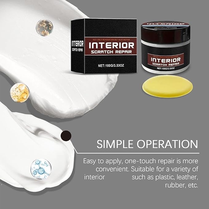 Car Scratch Repair Kit 2026 Upgraded, Interior Scratch Remover for Car Dashboard Plastic Leather, Restorer Cream with Long-Lasting Protection & Gloss Enhancement - 4.23 oz