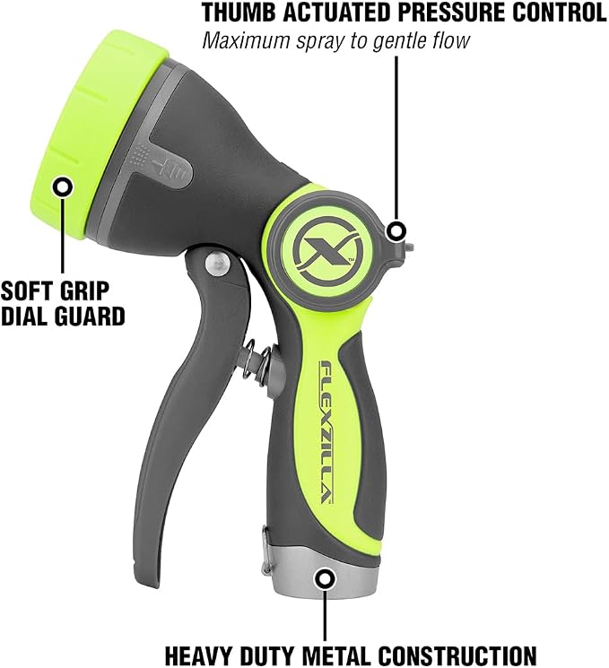 Flexzilla Garden Hose Nozzle - Heavy Duty Pistol Grip, NFZG61, ZillaGreen™ (Pack of 3)