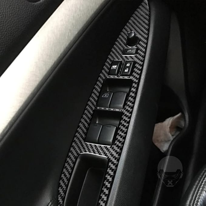 Real Carbon Fiber Trim for Infiniti Accessories | for G37 G25 Q60 Q40 X S Sedan 2008-2015 2009 2010 2011 2012 2013 2014 Window Lift Switch Panel Thick Overlay Decal - B