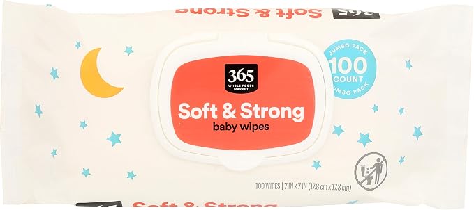 365 by Whole Foods Market, Soft & Strong Disposable Baby Wipes, Fragrance-Free, 100 Count
