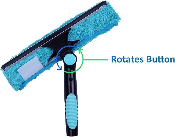 2pcs 11" Window Squeegee & Microfiber Scrubber 2-in-1 Cleaning Tool | Attachment Only