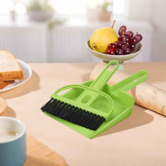 Healifty 12 Pack Mini Broom and Dustpan Set | Small Dustpan and Brush Set, Green Handheld Whisk Broom and Brush for Home, Office, School, Kitchen