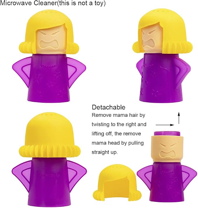 Angry Mom Microwave Cleaner, Mad Mama Microwave Steam Cleaner, Just Add Vinegar and Water, Easily Cleans the Crud in Minutes (Purple)