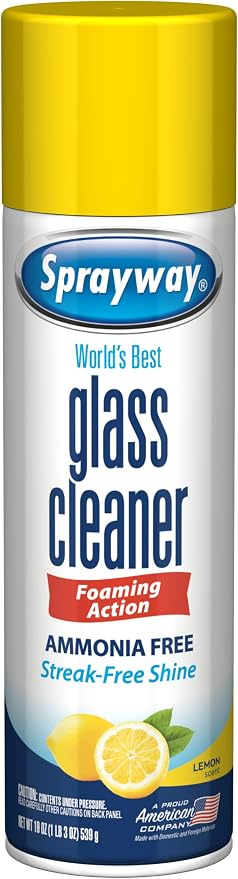 Sprayway Glass Cleaner Lemon Scent Foaming Aerosol Spray, 19oz, Pack of 6 | Ammonia-Free, Streakless, Fast-Acting | Cleans & Polishes Glass Surfaces | Removes Fingerprints, Dust, Dirt, Smoke Film | Ammonia-Free, Streak-Free Shine, Fast-Drying | for Win...