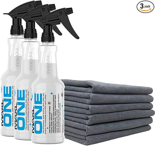 MAXL MAXLONE™ Car Spray with Triphene® All Purpose Waterless Detailer 3 Kit | Quick Spray & Wipe, Clean, Shine, Protect Paint, Glass, Wheels, and Trim Without Pre-Washing (3x20oz + 6 Micro Fiber Cloths)