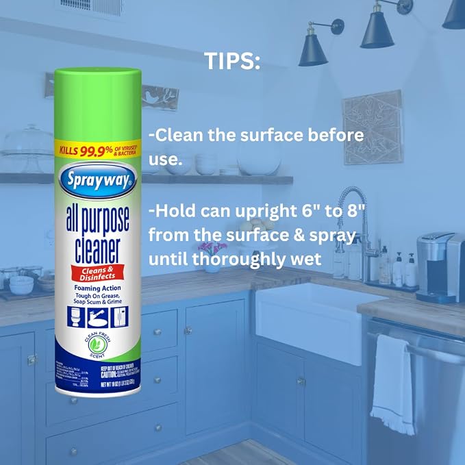 Sprayway All Purpose Cleaner Foaming Spray | Fresh Scent | 19oz | 1 Pack | Disinfectant, Foaming Multi-Surface Cleaner, Cuts Grease & Grime | Kills 99.9% of Germs