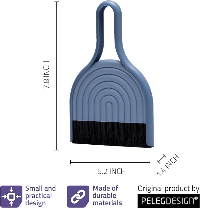 Peleg Design DustArch - Mini Dustpan and Brush Set, Small Dustpan and Broom with Modern Charm, Handheld Broom and Dustpan Set for Home, Office & Travel