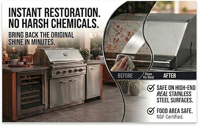 CLEAN MY STEEL Stainless Steel Rust Remover – Food Area Safe Cleaner, (1 Liter)