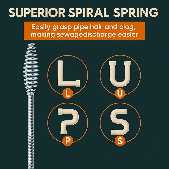 42 FT Drain Snake Hair Drain Clog Remover, Manual Or Powered, Plumbing Snake With Drill Adapte,Unclog Sink Drain Tool, Drain Auger for Toilet、Shower、Kitchen、Sink, No Auto Retract Or Feed, Red