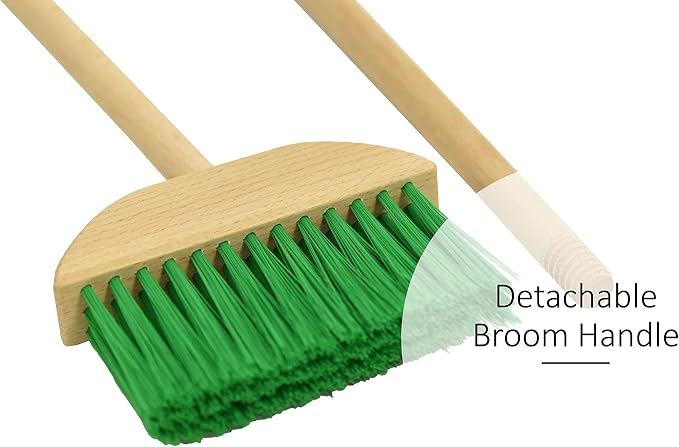 JustForKids Kids Cleaning Set, 6 Pieces - Wooden Pretend-Play Housekeeping Toy with Broom, Mop, Brush, Duster, Dustpan & Hanging Stand, STEM Learning Toy for Toddlers & Kids, Boys & Girls, Multicolor