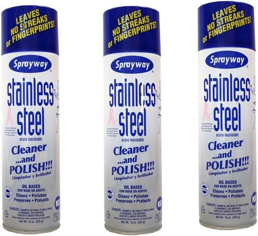 Sprayway Stainless Steel Cleaner 3Pk 15oz Cans