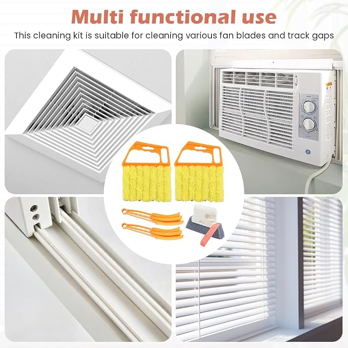 5 Pack Window Blind Cleaner Kit, Washable Microfiber Blind Cleaning Tool with Air Vent Cleaner, Window Track Cleaning Brush, Dust Cleaner for Window Blinds, Air Vents, Tracks & Fans