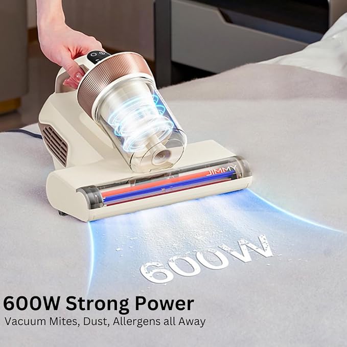 Jimmy Mattress Vacuum Cleaner, Bed Vacuum with UV & Ultrasound, High Heating, Smart Dust Sensor, 15Kpa Powerful Suction, Lightweight, Deep Clean Dust and Pet Hair in One Go(BX6 Lite, Corded)