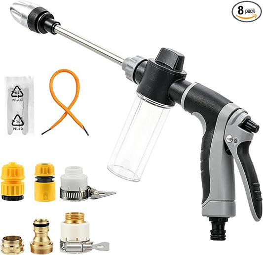 Jetterix High Pressure Water Jet Nozzle, Pressure Washer Gun with 360° Rotating Head, 3 Adjustable Spray Modes Power Washer Nozzle for 3/4" Garden Hose, Suitable for Car Yard Patio Pets Washing (C)