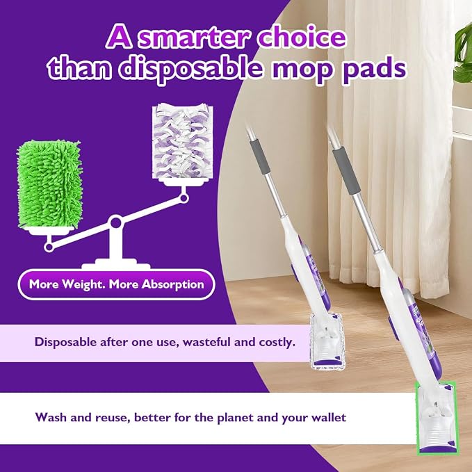 UNIMADE Reusable Mop Pads for Swiffer PowerMop, 8 Pack Microfiber Pad | Refill with Scrubber Strips for 13''-15'' SprayMop, Washable Mop Pads for Most Floor Types, Designed for Pets - Multicolor