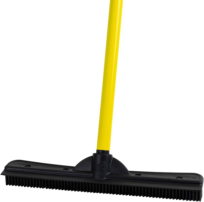 FURemover Pet Hair Removal Rubber Broom, 58" Telescopic Handle | Multi-Surface Rubber Broom with Built in Squeegee Edge, Sweeps up Fur, Hair, and Debris on Tile, Wood, Vinyl, and Carpet