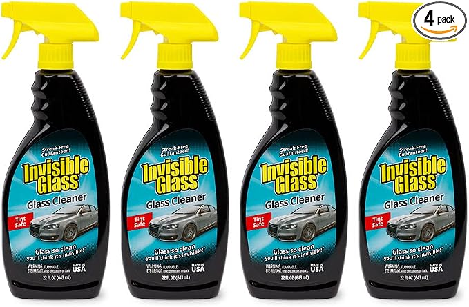 Invisible Glass 92164-4PK Premium Glass Cleaner Spray for Car Windshields and Windows, Automotive and Home Window Cleaner, Streak-Free, Ammonia-Free, Tint-Safe – 22 fl oz (Pack of 4)