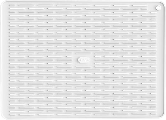 ME.FAN Silicone Dish Drying Mat for Kitchen Counter, Dish Drying Pad for Sink, Refrigerator or Drawer, Countertop Protection Pad XL - 23''×17'' - White