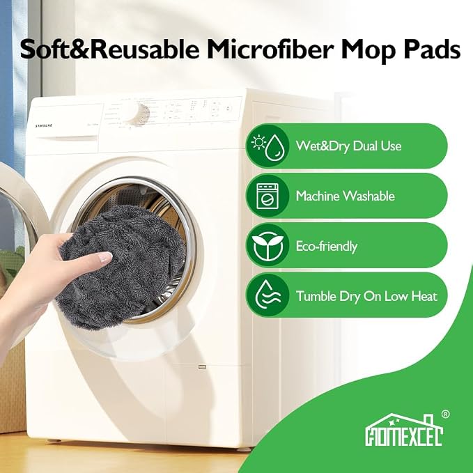 HOMEXCEL Reusable Microfiber Mop Pads Compatible with Swiffer Sweeper-8 Pack Washable Wet Pad Refills for Wet & Dry Use,Floor-Grey Cleaning Mop Head Pads Refills for Household Cleaning,Grey