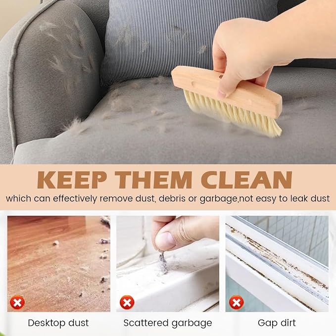 Mini Dustpan and Brush Set,Small Beechwood Dust Pan and Brush Set,Portable Cleaning Broom with Dustpan Combo Set with Natural Sisal