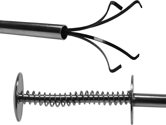 4-Claw Pick Up Tool, 24 Inch Flexible Grabber Tool, Spring-Loaded Mechanical Fingers for Tight Spaces, Steel Claw Retriever with Zinc-Plated Finish
