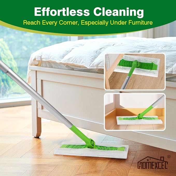 HOMEXCEL Dry Sweeping Cloths Pads Compatible with Swiffer Sweeper, Disposable Duster Refills Mop Pads for Floor Mopping and Cleaning, 64 Count-8" x 10.4" Pads Refills-Not Include the Mop