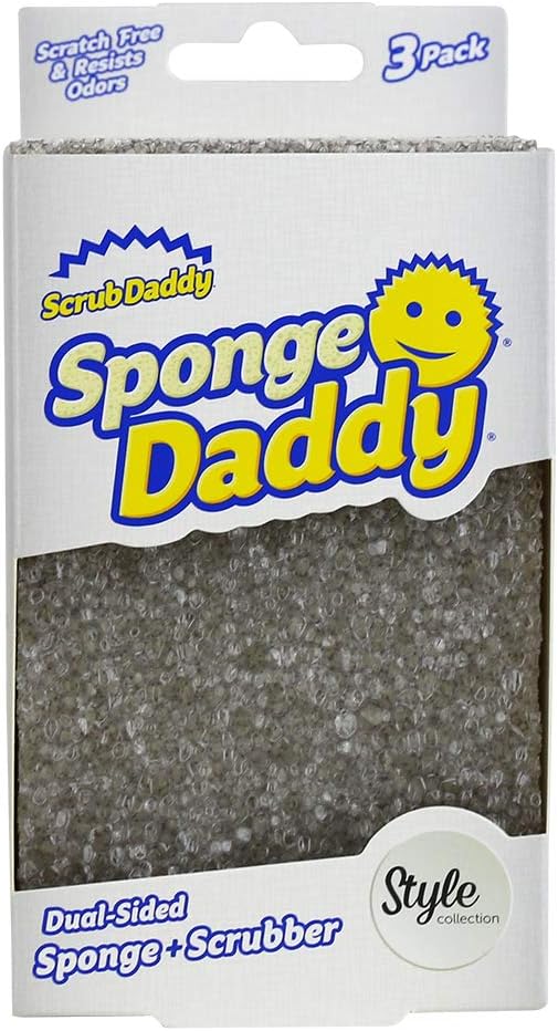 Scrub Daddy Sponge Daddy Style, Dual Sided Sponge Scrubber, Dish Sponges for Washing up, Non Scratch Scourers for Cleaning Dishes, Bathroom Scrubbing Tool, Kitchen Sponges Multipack