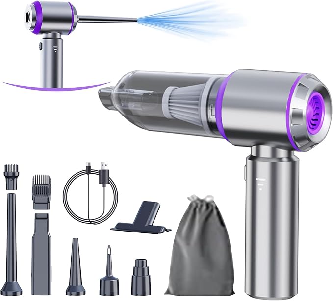 Houscly Car Vacuum Cordless Mini Handhled 4-in-1 High Power Cleaner 20000Pa | Brushless motor-6000mAh-Rechargeable-Duster blower-Pet hair crumb cleaning for car sofa office desk- Ideal gifts for men