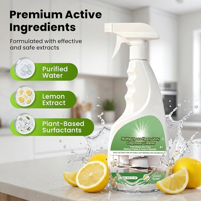 Oven Cleaner Heavy Duty Degreaser Spray for Kitchen Stove | 2026 New 17oz Kitchen Degreaser Spray and Microwave Cleaner, Multipurpose Grease Cleaner for Oven Hood Microwave