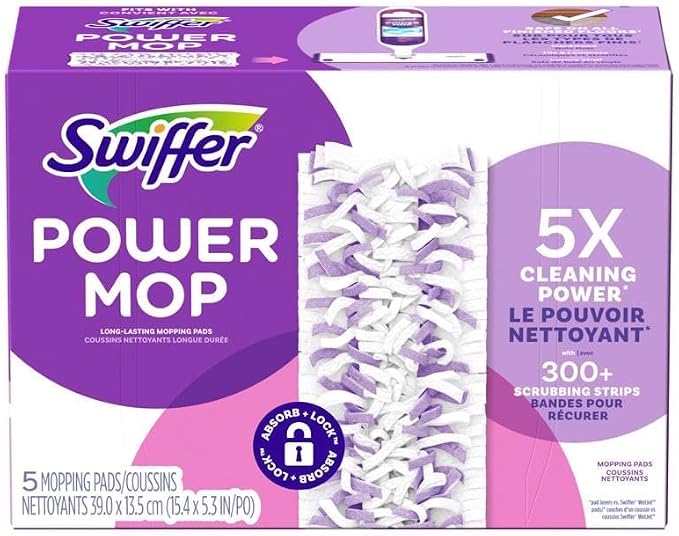 Procter & Gamble Swiffer PowerMop Multi-Surface Mopping Pad Refills, 5 Count Mop Heads