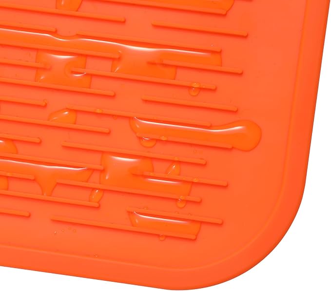 MicoYang Silicone Dish Drying Mat for Multiple Usage,Easy clean,Eco-friendly,Heat-resistant Silicone Mat for Kitchen Counter or Sink,Refrigerator or Drawer Liner Orange 5XL 36inches x 18inches