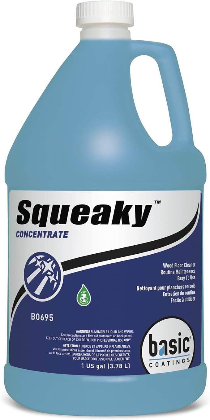 Basic Coatings Squeaky Hardwood Laminate Floor Cleaner Concentrate, 1 gal | Hardwood Floor Cleaner, Laminate Floor Cleaner, No Residue, Cleans Tough Dirt and Grease