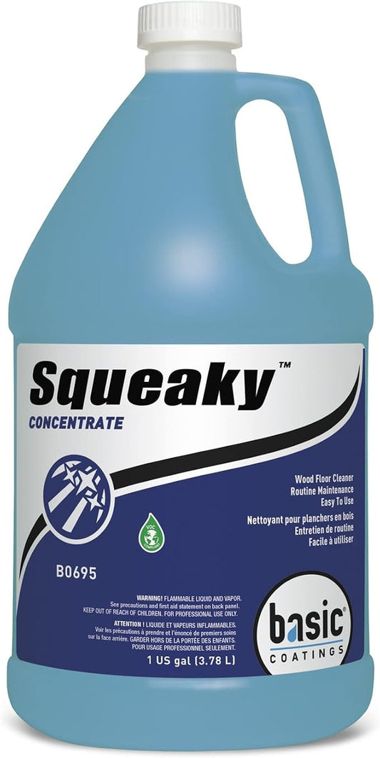 Basic Coatings Squeaky Hardwood Laminate Floor Cleaner Concentrate, 1 gal | Hardwood Floor Cleaner, Laminate Floor Cleaner, No Residue, Cleans Tough Dirt and Grease
