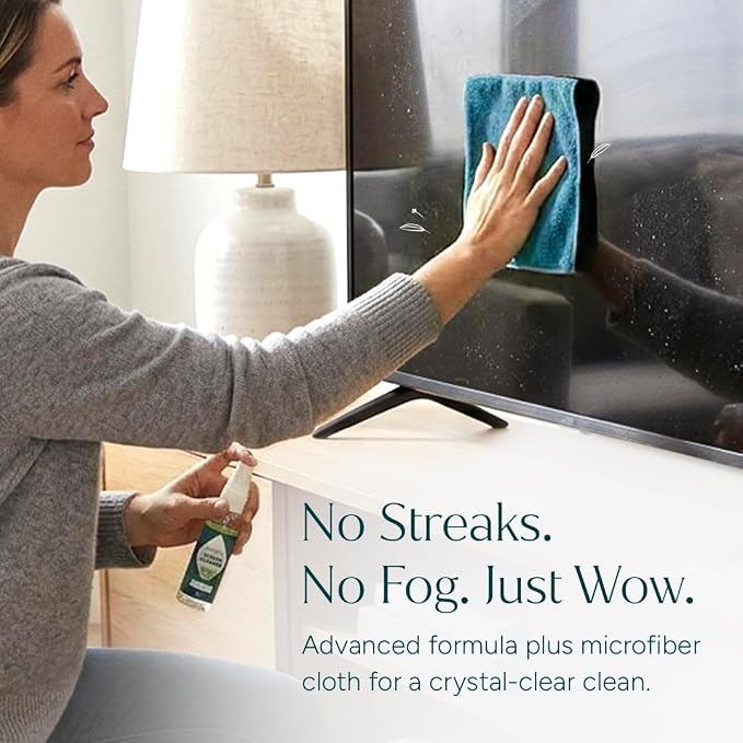 Puracy Screen Cleaner with Microfiber Cloth – All Purpose Phone, Laptop, Computer, TV Screen Cleaner for Smart TV, Streak-Free and Fingerprint-Free (4 oz, Free & Clear)