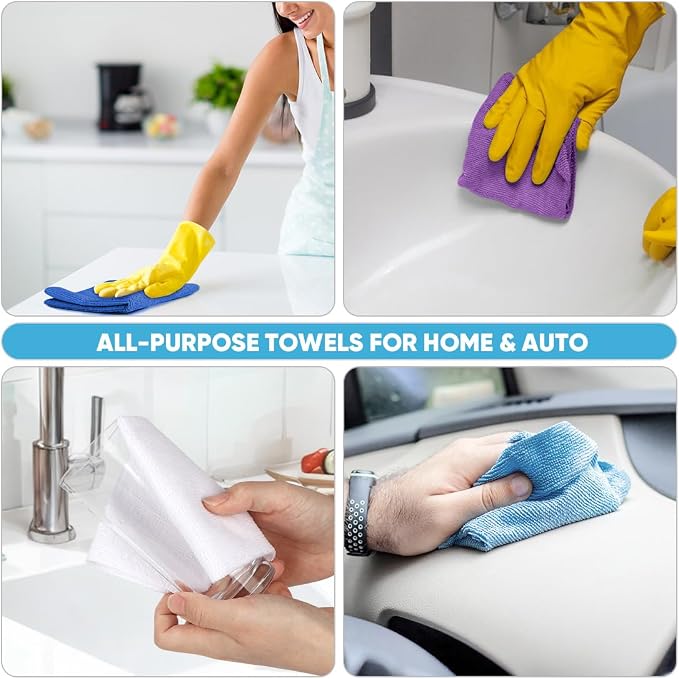AIDEA Microfiber Cleaning Cloth Roll-75PK,Paper Towels 11.5×11.5",Dark Blue | Reusable Tear Away Cloth, Microfiber Towels Shop Rags, Lint Free Cleaning Rags for House, Kitchen, Window, Cleaning Supplies