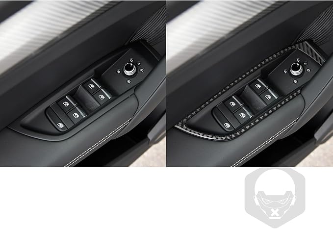 Real Carbon Fiber Trim for Audi 80A Q5 Accessories | for SQ5 2018-2025 Dash Door Sides Window Lift Switch Button Panel Frame Cover Sticker Interior Thick Overlay Decal