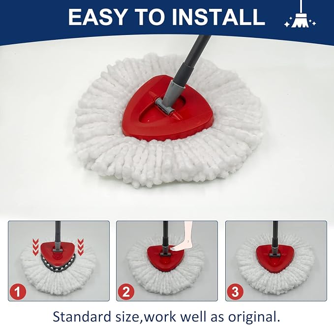 4 Pack Mop Head Replacement Compatiable with Oceda EasyWring,Mops Refill Replace Head for EasyWring Spin Mop 1 Tank Systerm - Microfiber, Easy to Replace,Deep Floor Cleaning and Machine Washable