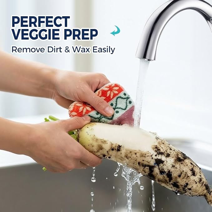 Amarelle GEN II Dish Washing Scrubbers (10-Pack), Made in Green Kitchen Scrubbers for Dishes, Non Scratch Pot & Pan Scrubber, Dual-Sided Heavy-Duty Scouring Pads, Reusable(Nordic Folk)
