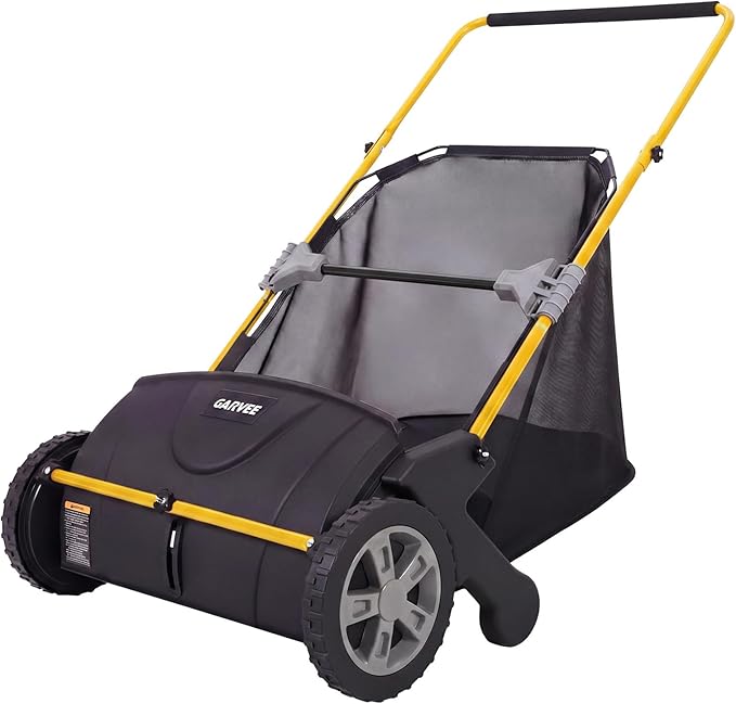21 Inch Push Lawn Sweeper, Walk Behind Leaf Collector with Large 103L Hopper Bag, Heavy Duty Manual Yard Sweeper for Grass Clippings, Leaves, and Debris, Adjustable Height Sweeping Brush