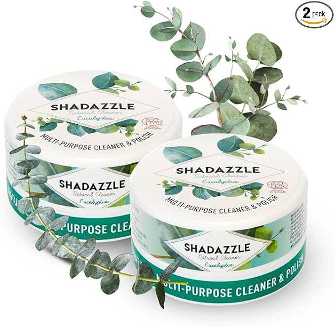 Shadazzle Natural All Purpose Cleaner and Polish, 2 Pack Eucalyptus Scent | Clean & Polish Surfaces, All Natural Ingredients, Easy to Rinse, For Kitchen, Bathroom, Tiles, Glass, Sink, Stainless Steel