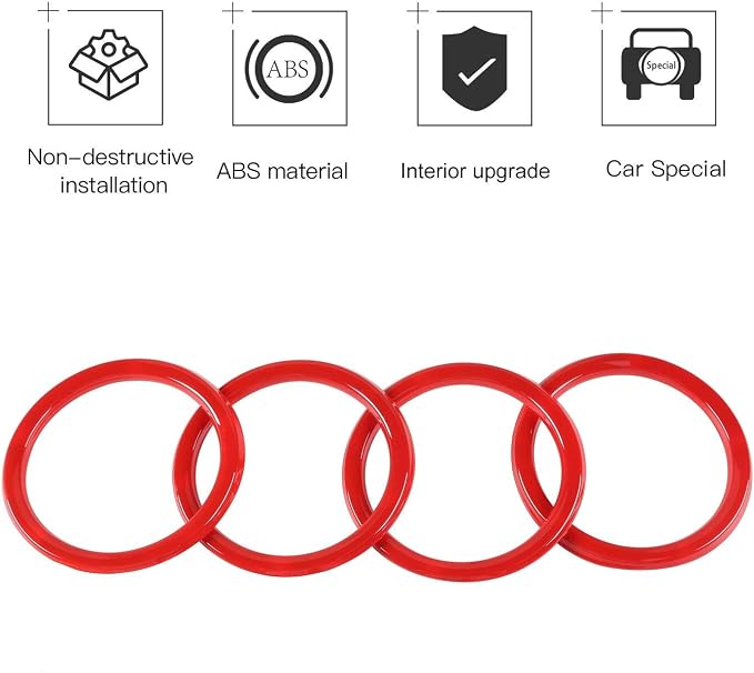 JeCar Interior Trim Kit Dashboard Air Conditioner Vent Ring Interior Accessories Compatible with Jeep Wrangler 2018-2023 JL & 2020-2023 Gladiator JT, Red