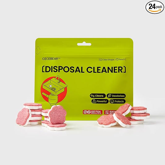 Garbage Disposal Cleaner and Deodorizer Tablets, 24 Pack, Foaming Kitchen Sink Drain Cleaner, Peach Scent, Helps Maintain a Clean Disposal