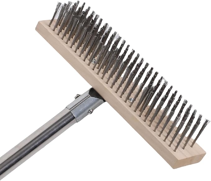 Fockety Floor Scrub Brush with Long Handle, 30cm Brush Head 80-160cm Adjustable Outdoor Scrubber for Swimming Pool, Sidewalk, Courtyard, Garden, Garage, Kitchen Bathroom