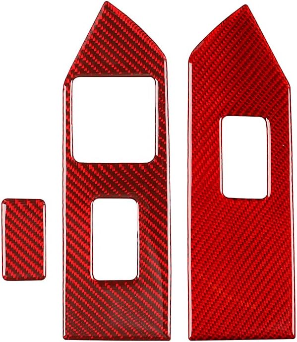 Real Carbon Fiber Trim for Ford Mustang Accessories | for 2009 2010 2011 2012 2013 2014 Window Lift Panel Cover Interior Thick Overlay Decal 3PCs