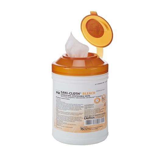 Sani-Cloth Bleach Disposable Wipe - Hospital-Grade Surface Cleaner for Bathroom, Equipment - Large Canister, 6 inch. x 10.5 inch, 75 Total
