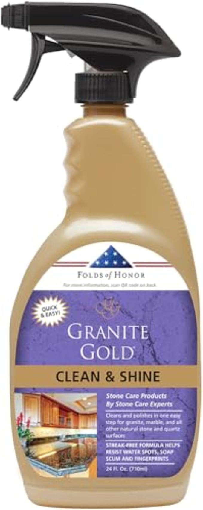 Granite Gold Clean and Shine Spray-Streak-Free Deep Cleaning & Polishing of Granite, Marble, Quartz, 24 Fl Oz (Pack of 1)