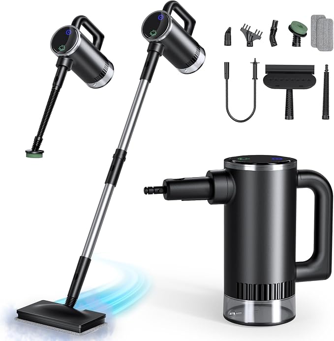 11-in-1 Steam Mop, Detachable Handheld Steam Cleaner with 3-Level Steam | 260℉ Steam Cleaner with 380mL Tank & 3 Steam Levels for Floors, Hardwood, Tile, Grout, Windows, Bathroom & Kitchen