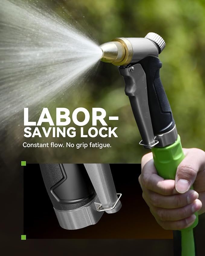 RAINPOINT Garden Hose Nozzle, 100% Heavy Duty Metal Hose Sprayer, High Pressure Water Hose Nozzle with Adjustable Spray Patterns and Flow Control for Watering Plants, Car Washing, Pet Washing, Silver