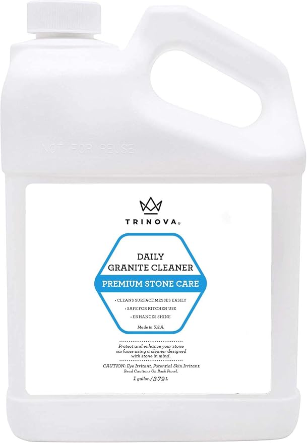 TriNova Granite Cleaner & Polish Gallon Refill for Daily Use - Made in USA, Enhances Shine, Streak-less - for Counter-tops, Marble, Stone, Bathroom Tile Kitchen, & Islands - 128 fl oz